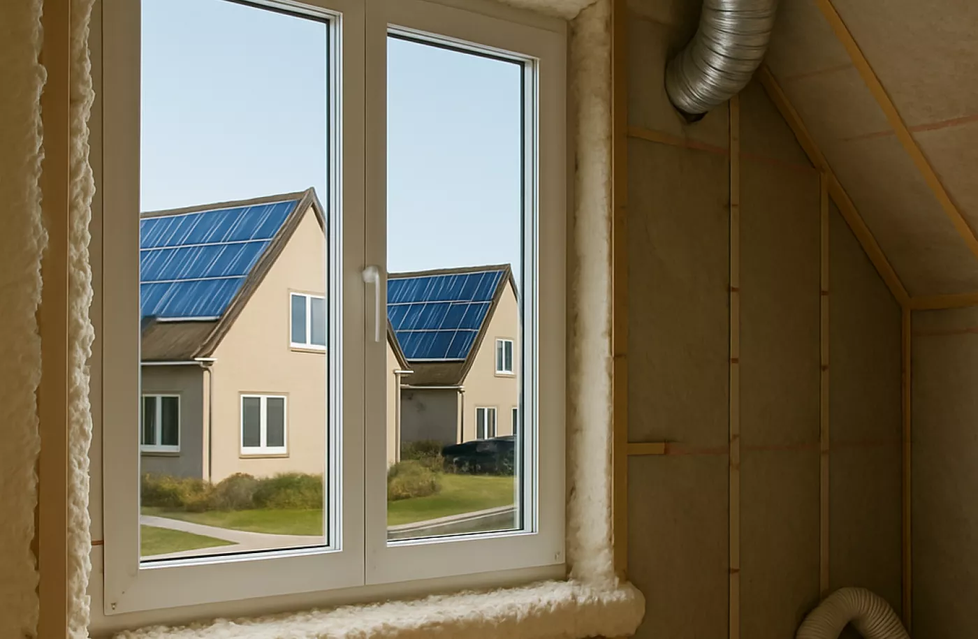 Isolatiemateriaal om een raam heen