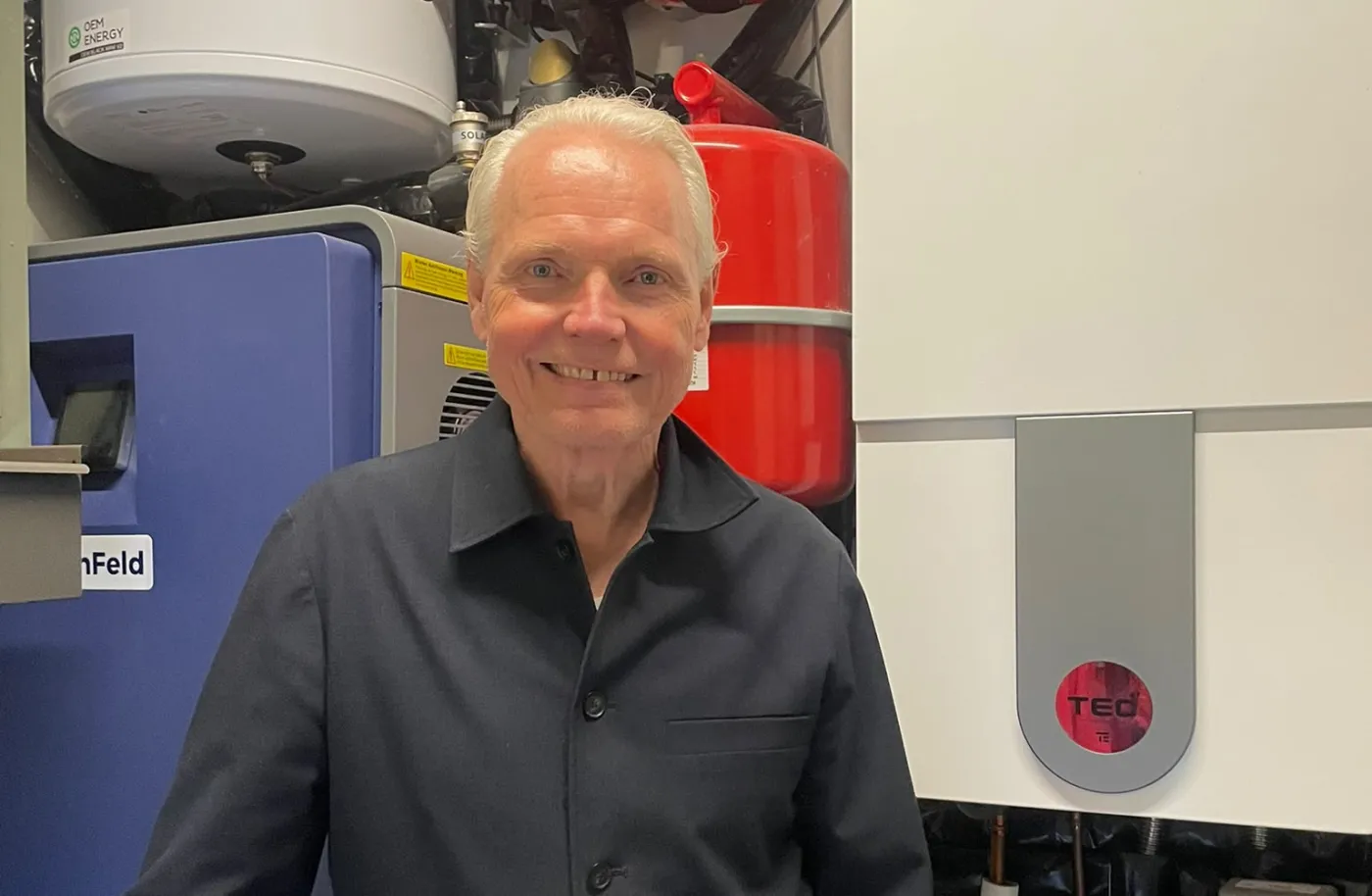 Arjan Veraart voor zijn warmtepomp